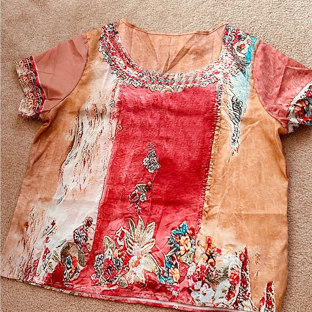 Chic Women's Floral Patchwork Blouse - image 2